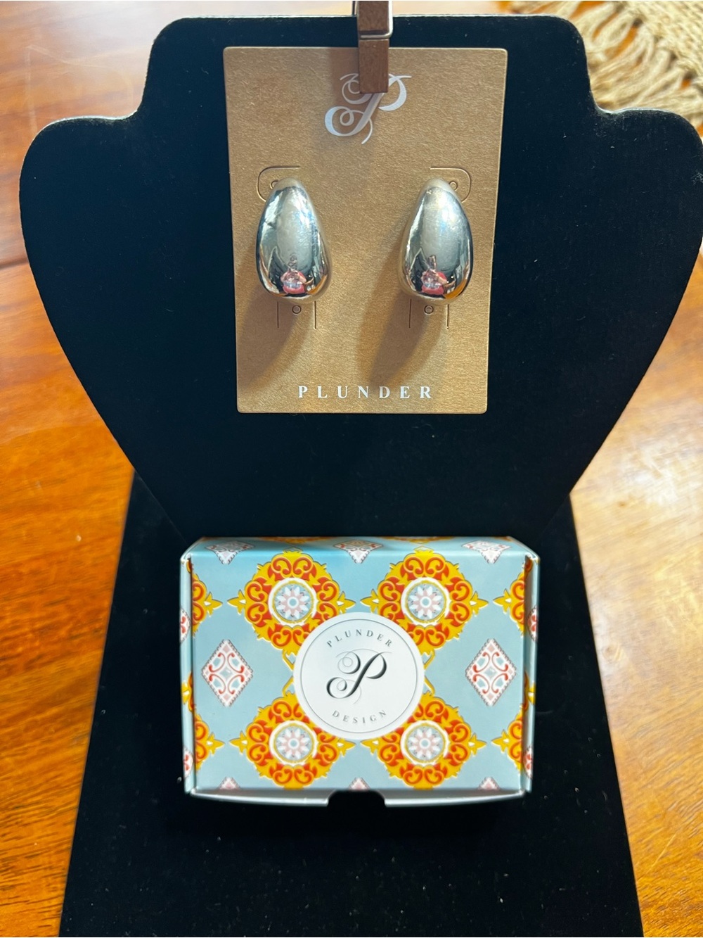 Plunder Silver Teardrop Earrings with Pink Accent